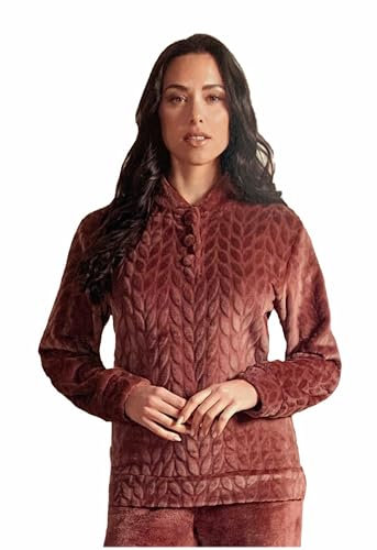 Nottingham Pigiama Donna Invernale Coral Fleece, Pile Effetto Coral Fleece, Caldo Molto Morbido (42267 Tabacco, L)