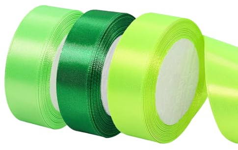 3 St. Geschenkband, 2cm Satinband Grün Schleifenband Set für St. Patrick's Day Geburtstag Deko, Hochzeits Dekoration