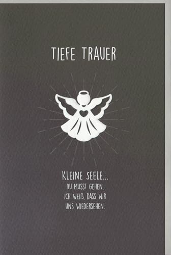 Skorpion Trauerkarte zur Anteilnahme: Hoffnungsvoller Engel - Beileid und Trost mit stilvollem Spruch für Gedenken und Seelenfrieden - mit Umschlag
