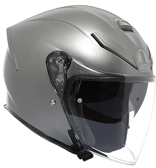 AGV - K5 JET EVO E2206, Casco da Moto Jet Unisex, Casco Moto Open Face in Fibra di Carbonio e di Vetro, con Visiera Antigraffio e Anti-UV, Matt Luna Grey, L