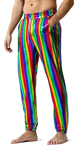 Casey Kevin pantalon disco homme Jogging Métallisé Brillant paillette pantalon costume homme fêtes robe année 80
