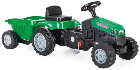 Lemodo Trettraktor ab 3 Jahre | Kinder Traktor in grün| Traktor zum draufsitzen | Kindertraktor mit Anhänger | Trampeltrecker mit Hupe | Trettrecker für drinnen und draußen