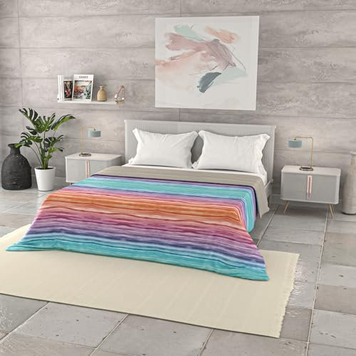 Italian Bed Linen Sommer Steppdecke Basic, Mikrofaser, Rainbow, 250x240cm