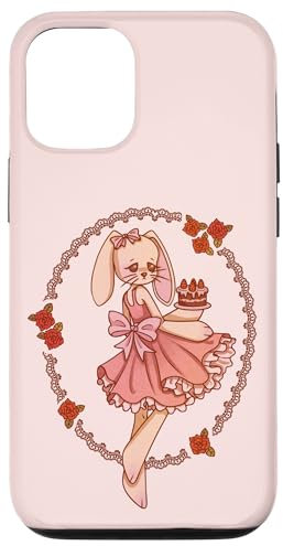 Hülle für iPhone 15 Girl Fable Torte mit Häschen und Erdbeeren