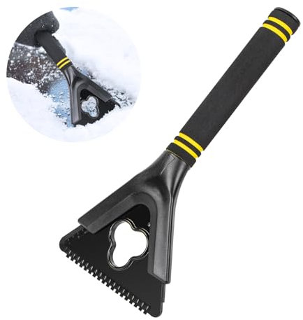 Qoosea 1 Pezzi Raschietto per Ghiaccio Auto, Gratta Ghiaccio con Impugnatura Morbida, Parabrezza e Finestrini Laterali della Macchina Raschietto Pala da Neve per Auto, SUV e Furgoni- Nero