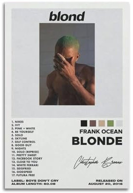 QIUNUOTAN Frank Ocean BlondeAlbum Pop Sänger Druck Album Leinwand Gemälde Wandkunst Schlafzimmer Dekor Büro Teenager Dekor 30 x 45 cm Unframe-30