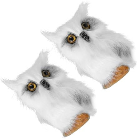 Garneck 2St Simulation Eule Eulenbaumspitze Weihnachtsbaumdekoration im Wald bücherregal Dekoration buchregal Dekoration Kollege Verzierung in Eulenform schicke Wohnkultur Kunstpelz Weiß