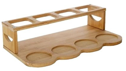Support à bouteilles d'huile | Support de stockage d'huile d'olive | Organisateur de bouteilles de vinaigre | Présentoir de rangement en bois à 2 niveaux | Organisateur d'assaisonnement compact pour l