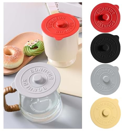 4 Pcs Silicone Lids, Universal Drink Cup Cover, Food Glass Cup Covers, Mug Lid for Home Outdoors Mug Coffee Glass Tea Cup, Mug Cover, Silicone Cup Cover, Re-usable Dust Teacup Lid