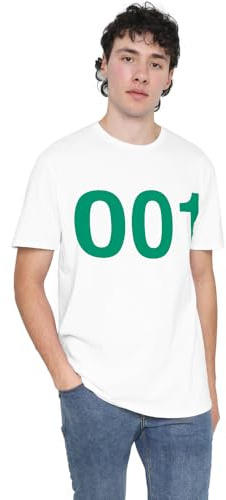 Squid Game Player 001 Unisex T Shirt, White, Large