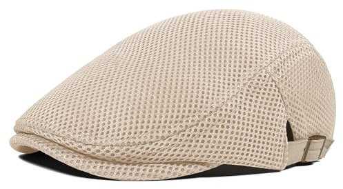 PivotWing Schiebermütze Herren Cap Herren Leicht Atmungsaktiv Schirmmütze Herren Weich Netzgewebe Baskenmütze Herren Weich Netzgewebe Flatcap Verstellbar Sommermütze Outdoor Gelb Beige One Size
