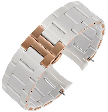 ewgrkba Cinturino con estremità curva di alta qualità compatibile con Armani AR5905 5890 5919 5906 5891 5920 cinturino for orologio 20mm 23mm cinturino nero marrone e oro rosa(White rose gold,23mm for