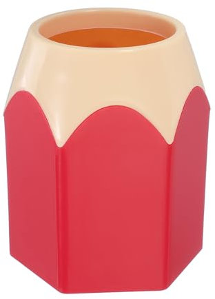 sourcing map Pot à crayons en forme de crayon, organisateur de rangement pour bureau - Joli pot à pinceaux de maquillage pour la décoration de la maison et du bureau (rouge)