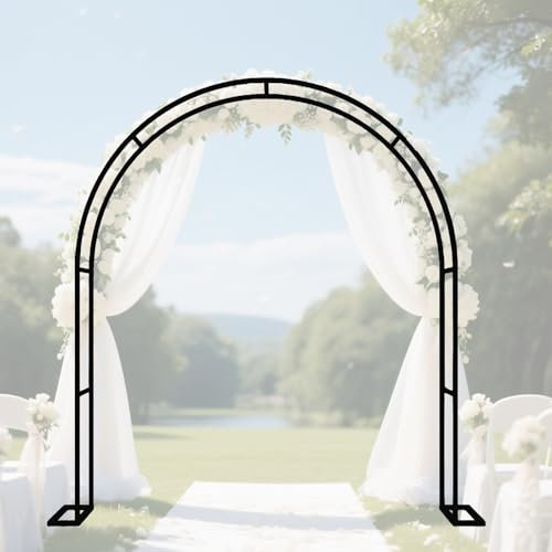 AJTXCSFOQL Arco per Rose Rampicanti 260 280 240 180 120 400 cm, Supporto in Metallo con Base Pergolato da Giardino per Interni ed Esterni, Resistente Arco di Nozze(Black,260 x 230 x 40 cm)