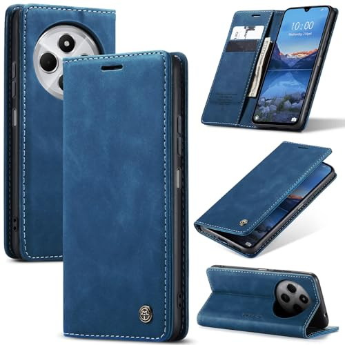Azororo Handyhülle für Redmi 14C 4G Hülle Premium Lederhülle Flip Case Magnet Tascher Kartenfach Standfunktion Klapphülle Schutzhülle für Redmi 14C 4G, Blau