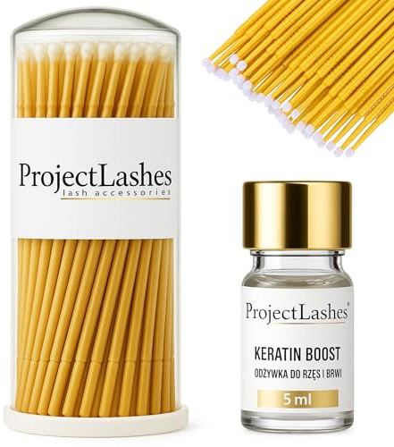 ProjectLashes Keratin Serum 5 ml mit Applikatoren | Keratinpflege mit Malvenextrakt, Seide und Kollagen, 5 ml, inklusive Applikatoren