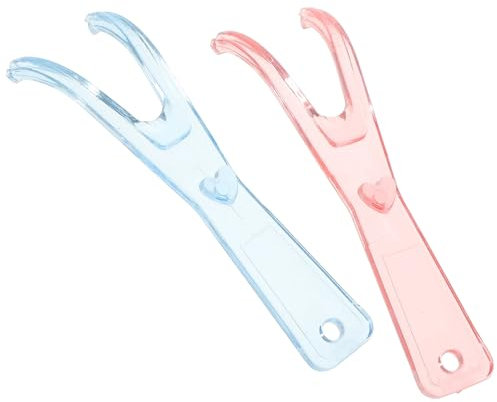 2 portahilos dentales 5 x 1 pulgada antideslizantes y con agarre cómodo ligeros y reutilizables para la limpieza dental.