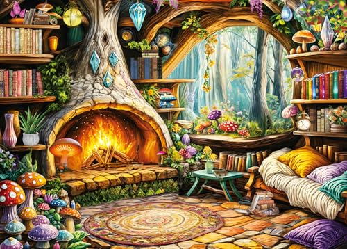 Puzzle 1000 Teile für Erwachsene, klassisches Lernspiel Wunderschönes Dekoration-Fantasy Märchen Baumhaus- Puzzle Geschenke