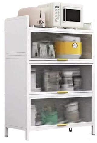 Seven Comfort Küchenschrank, luftdichter Aufbewahrungsschrank mit Türen, Tragfähigkeit jeder Trennwand 25 kg (weiß, 4 Flocken)