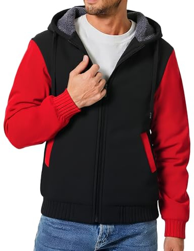 geeksport Hoodie Herren mit Reißverschluss kaputzensweatjacke Winterjacke Casual Gefütterte Hoodie Männer M-3XL