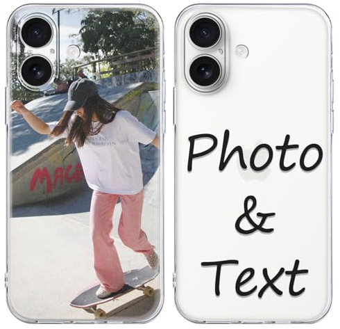 Yirlbey Cover Personalizzate per iPhone 17 6,3'', Personalizzata con Foto Immagine Disegni Custodia Personalizzabile, Personalizzabili Personalizzato Custodie Case per iPhone 17, trasparente