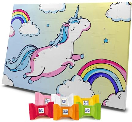 printplanet - Adventskalender gefüllt mit Ritter-Sport Schokolade - Spruch: Dickes fliegendes Einhorn/Unicorn