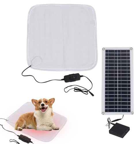 Heizkissen Katze Solar – 12V 100W Solarbeheiztes Hundebett, Wärmendes Katzenbett, Heizmatte Für Den Außenbereich Mit Energiespeicher, Verstellbare Wärmematte, Für Winter, Hunde Und Katzen Zum Ausruhen