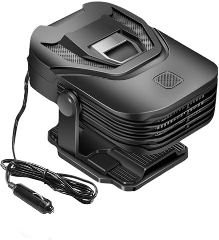 Hu7ken Heater Car 12V, 150W Portable Car Heater 2 in 1 with Plug into Cigarette Lighter 360° Rotatable Demiste, Quick Defroster Demister Defogger for Car, SUV & Winter Windshield