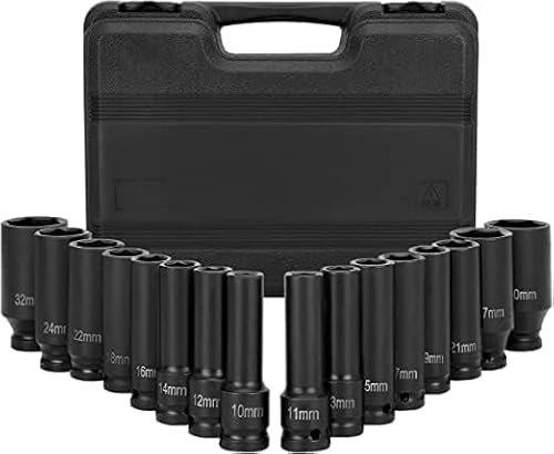 GREENSAPPIRE Schlagschrauber Nüsse Set 16-tlg – 1/2 Zoll Steckschlüsselsatz | 10–32 mm, Schlagnuss-Satz mit tiefen & flachen Nüssen, robustes Werkzeug für Auto, Werkstatt & Reifenwechsel