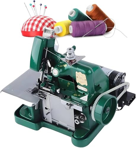 WHYYDSS Máquina de Coser overlock eléctrica con Capacidad para 3 Puntadas, remalladas y overlock, portátil, para dobladillos y Costura, 3000 Puntadas/min. Green