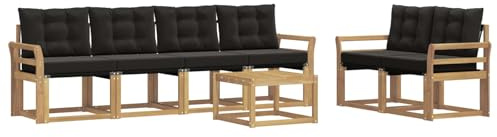 vidaXL Outdoor-Sofagarnitur mit Kissen 7 pcs Weiß und Schwarz, Gartenmöbel, modernes Outdoor-Sofa, Robustes Terrassenset, Bequeme Sitzgelegenheit für deinen Außenbereich