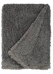 Pflanzen Kölle Kuscheldecke Teddy - Teddystoff Dunkelgrau - Wohndecke ca. 150x200 cm - Kuscheldecke aus Polyester - Pflegeleichte Decke