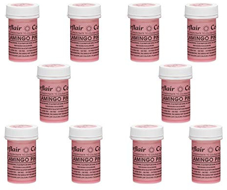Sugarflair Spectral Flamingo Pink Food Colouring Paste, Highly Concentrated for Use with Sugar Pastes, Buttercream, Royal Icing or Cake Mix, Vibrant Colour Dye - 25g (Pack of 10)
