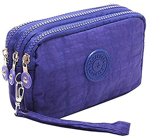 Fueerton Damen Lange Geldbörse Clutch Portemonnaie Kartenhalter Geldbeutel (Blau)