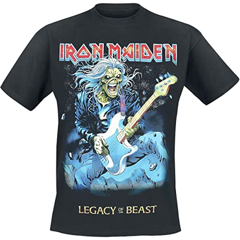 Offiziell Iron Maiden Eddie On Bass T-Shirt - Schwarz - M