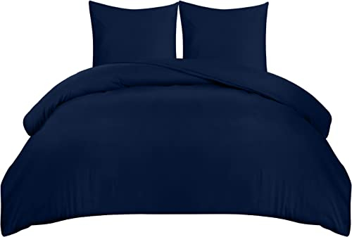 Utopia Bedding Copripiumino Matrimoniale 260x240 - Microfibra Copripiumino 260x240cm + Federe 65x65cm - Blu Navy