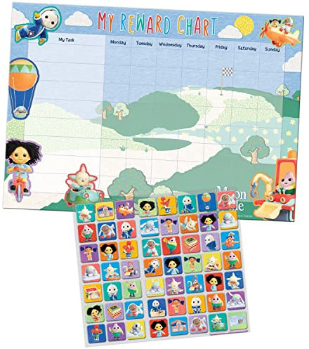 Paper Projects Moon and Me Reward Chart | Includes 56 Sparkly Stickers | Colourful Chart is Wipe-Clean, 29.7cm x 42cm