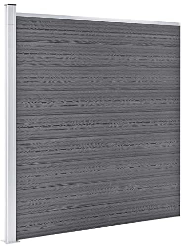 vidaXL Gartenzaun WPC Sichtschutzzaun Lamellenzaun Windschutz Sichtschutz Zaun Steckzaun Systemzaun Garten 1218x186cm Grau Aluminiumstange