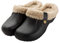 CELANDA Clogs Gefüttert Damen Herren Warm Hausschuhe Wasserdichte Gartenclogs mit Fell Frauen Geschlossen Lined Clogs Winter Plüsch Pantoletten Schwarz H 40/41 EU