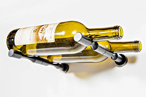 VintageView Vino Pins - Porte-bouteilles de vin mural en métal pour plaques de plâtre ou surfaces en bois - Rangement moderne et élégant de vin avec design avant étiquette (noir mat, 2 bouteilles)
