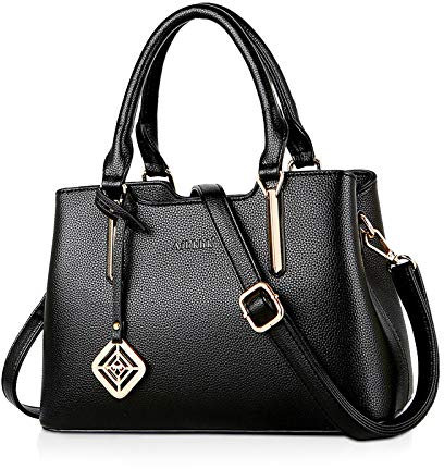NICOLE & DORIS Elegante Handtaschen Damen Shopper Schultertasche PU Leder Umhängetasche Frauen Shopper mit großer Kapazität Henkeltasche Schwarz