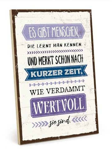 TypeStoff Holzschild mit Spruch - Freunde - Vintage Schild als Geschenk und Dekoration zum Thema Freundschaft und Geborgenheit - HS-00816