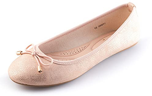 MIGILI 326 Bailarinas Mujer Zapatos Ballet Flats con Punto Cerrada (Bronce, Numeric_37)