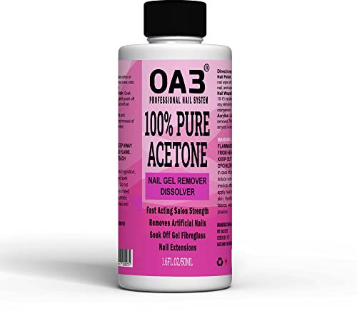 Pure Acetone Acrylic, Nail Polish, Nail Tip, Remover for UV/LED Gel Soak Off Nail Gel (50ML)