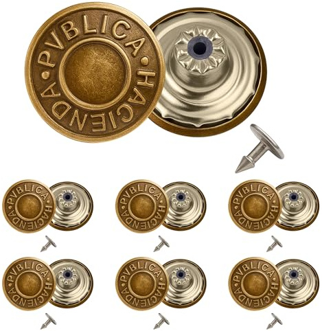 Trimming Shop 14 mm Ersatz-Jeansknöpfe, langlebiger Reißverschluß, keine Nähknöpfe mit Rückennieten, für Jeans, Jacken, Röcke, Bronze, 20-teiliges Set