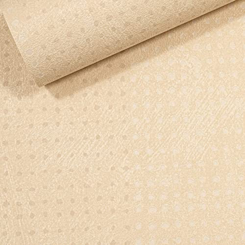 SOPHIE LAURENCE Domino Dots Neutral Beige Vinyl Textured Wallpaper - Cream Wallpaper for Bedroom Living Room Kitchen Office Space - Paste The Wall Wallpaper