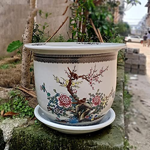 WLBHWL Antike Chinesische Famille Rose Porzellan Lotusblume Blumentopf Retro Dekoration Keramik Chinesischer Blumentopf Östliche Kultur 1380 Grad Hohe Brennen