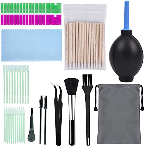 iHMeiju 173pcs Cleaning Kits for iPhone, Includes Airblow, Tweezers, Bristle Brushes, Cleaning Brushes, Swabs, Wiping Pads, Storage Bag - Perfect for Airpods, Smartphones, Headphones, and More