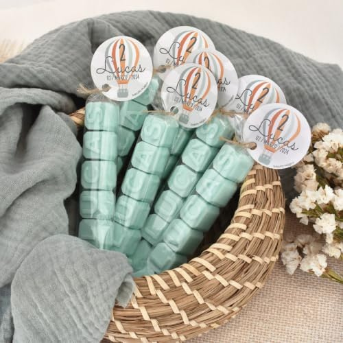 Jabones Personalizados.-Letras de Jabon con tu Nombre.Eventos.-Regalos personalizados (mint, pack 20 ud)