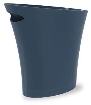 Umbra Skinny Kleiner Mülleimer, 2 Gallonen Mülleimer für kleine Räume – ideal für Badezimmer, Büro, Schlafzimmer und mehr, Denim